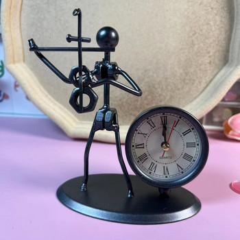Творчески желязо Малък часовник от неръждаема стомана Iron Art Ретро индивидуален часовник Подарък за рожден ден Цифров часовник Настолен часовник Настолен часовник
