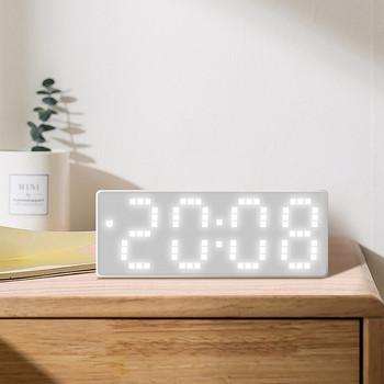 Λευκό πρόσωπο Ξυπνητήρι Ψηφιακά Ηλεκτρονικά LED Πολύχρωμο Φως Διακόσμηση Σαλονιού Ρολόγια Γραφείου Φοιτητών Ημερομηνία Θερμοκρασία