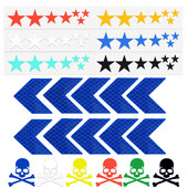 Ποδήλατο αντανακλαστικό βέλος αυτοκόλλητο αστέρι κρανίου Πινακίδα ασφαλείας Αυτοκόλλητη προειδοποιητική ταινία μοτοσικλέτας με αλουμινόχαρτο