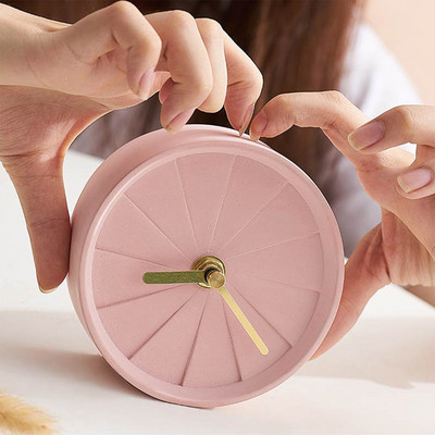 Nordic Ins Δημοφιλή Creative Sector σε σχήμα επιτραπέζιου ρολογιού από τσιμέντο Διακόσμηση επιτραπέζιου υπολογιστή Mute Concrete Μικρό επιτραπέζιο ρολόι Vintage ρολόι