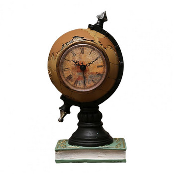 Полезен Европейски и Американски стил Издръжлива винтидж маса с форма на глобус Касичка Настолен часовник с батерии за спалня