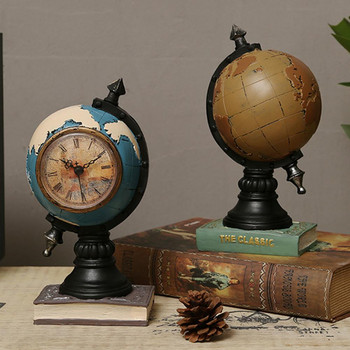 Полезен Европейски и Американски стил Издръжлива винтидж маса с форма на глобус Касичка Настолен часовник с батерии за спалня