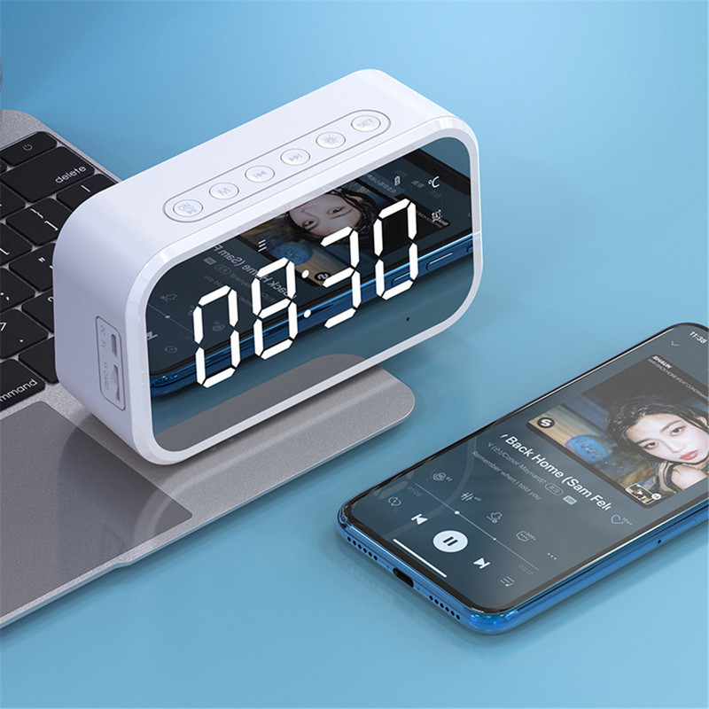 Suure LED-peegelekraaniga Bluetooth-kõlar FM-raadio telefonihoidikuga digitaalne äratuskell magamistoa kontori jaoks