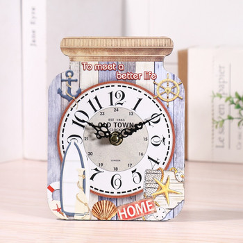 Винтидж настолен часовник Креативен дрифт часовник с форма на бутилка Европейски стил Моден дървен будилник Декоративен стенен часовник