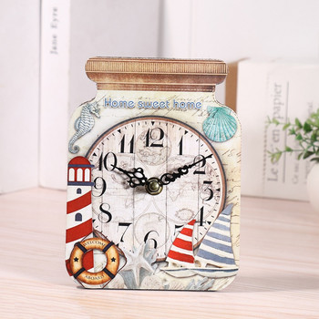 Винтидж настолен часовник Креативен дрифт часовник с форма на бутилка Европейски стил Моден дървен будилник Декоративен стенен часовник