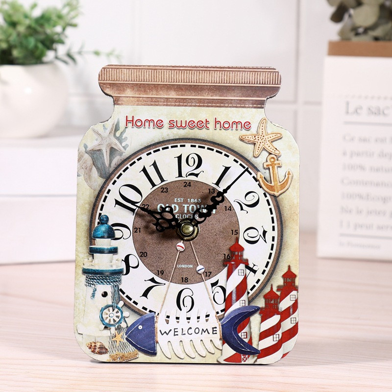 Vintage stolni sat Kreativni sat u obliku boce u europskom stilu Modna drvena budilica Ukrasni zidni sat