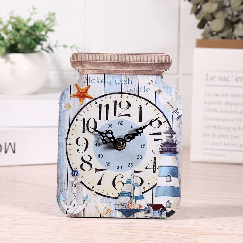 Vintage stolni sat Kreativni sat u obliku boce u europskom stilu Modna drvena budilica Ukrasni zidni sat
