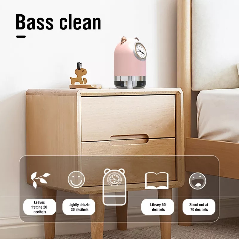 Ρολόι θερμοκρασίας για διακόσμηση σαλονιού 300Ml Usb Ultrasonic Air Humidifier Aroma Essential Oil Diffuser Desk Clock Luminous