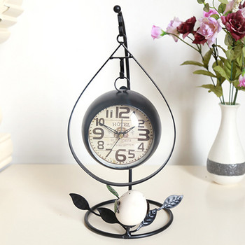 Безшумен часовник Ретро железен художествен будилник Класически настолен часовник Творчески настолен часовник с птици Всекидневна Спалня Часовник Подаръци