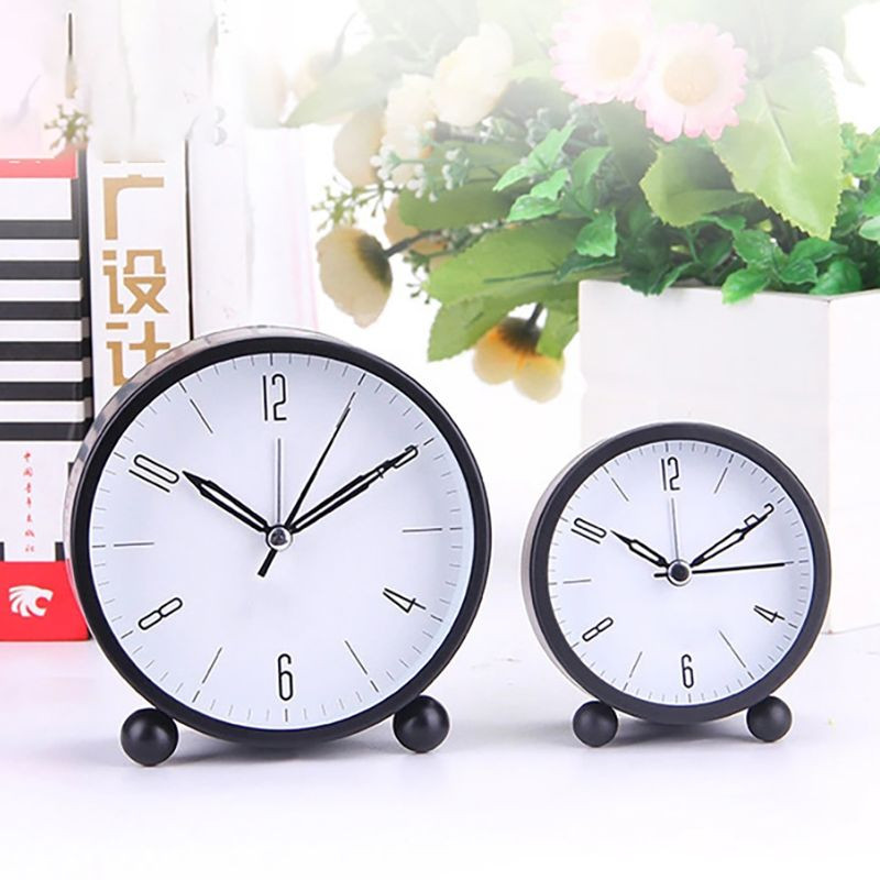 Ξυπνητήρι Αθόρυβο επιτραπέζιο ρολόι δίπλα στο κρεβάτι Μόδα Μοντέρνο στρογγυλό μεταλλικό υπνοδωμάτιο Μικρό ρολόι για το σπίτι Επιτραπέζιο ساعة الحرمين ساعة المؤ