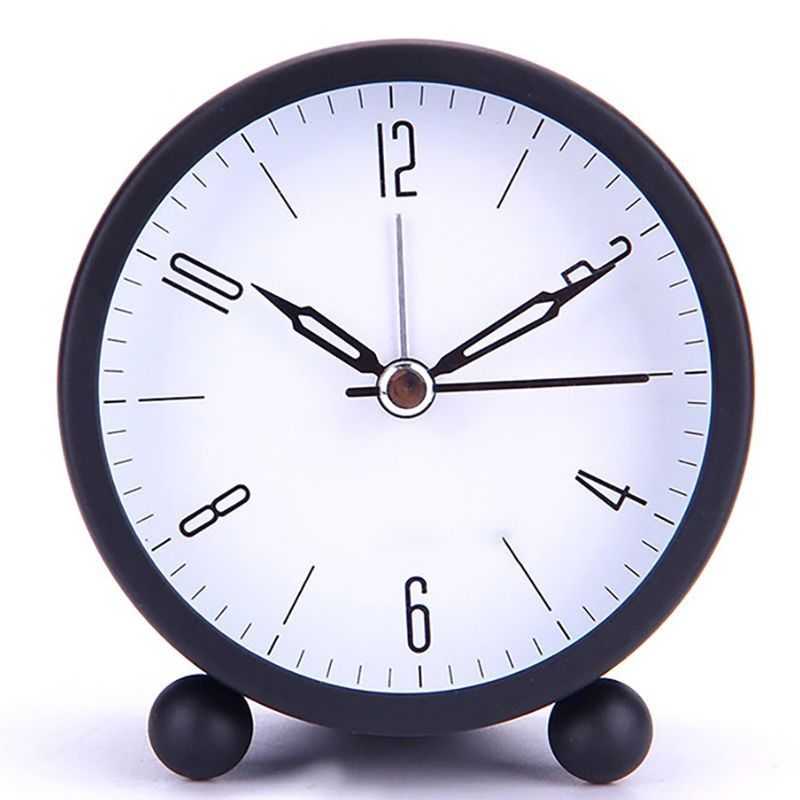 Ξυπνητήρι Αθόρυβο επιτραπέζιο ρολόι δίπλα στο κρεβάτι Μόδα Μοντέρνο στρογγυλό μεταλλικό υπνοδωμάτιο Μικρό ρολόι για το σπίτι Επιτραπέζιο ساعة الحرمين ساعة المؤ