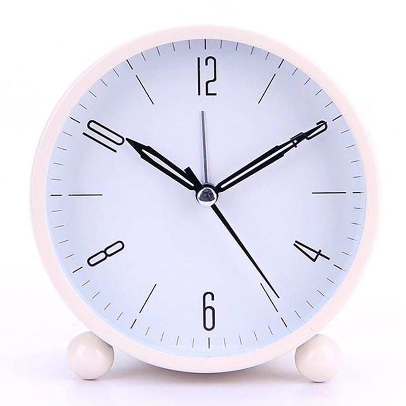 Ξυπνητήρι Αθόρυβο επιτραπέζιο ρολόι δίπλα στο κρεβάτι Μόδα Μοντέρνο στρογγυλό μεταλλικό υπνοδωμάτιο Μικρό ρολόι για το σπίτι Επιτραπέζιο ساعة الحرمين ساعة المؤ