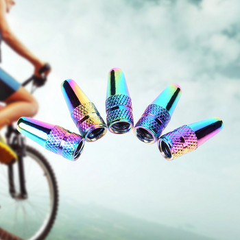 2/5 τμχ Καπάκι βαλβίδας ελαστικού ποδηλάτου Rainbow Color Καπάκι αλουμινίου υψηλής πίεσης για Presta Valves Αξεσουάρ καπέλο ελαστικών ποδηλάτου MTB