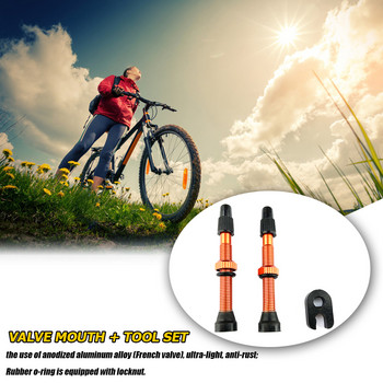 60 mm 1 чифт алуминиево стъбло Presta Valve Bike Tubeless Tire + Tool Road Mountain for Outdoor Caring Personal Bicycle Supply