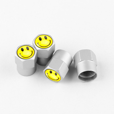 4vnt/rinkinys metalinis besišypsantis ženklelis Automobilių ratų padangų vožtuvų dangteliai madingi automobilių priedai Universalūs automobilių dviračių motociklams