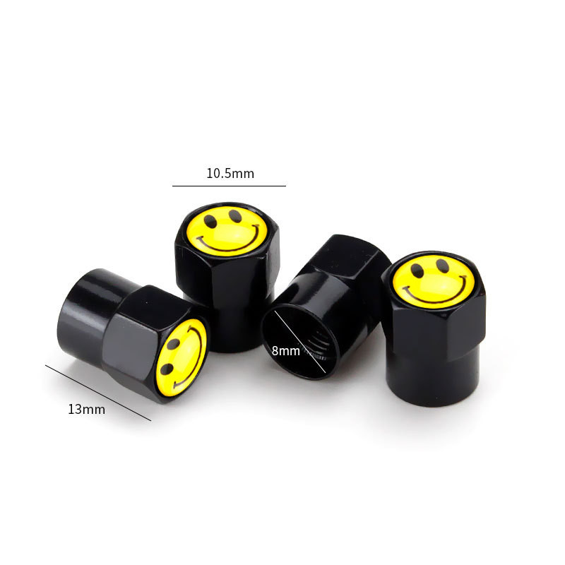 4vnt/rinkinys metalinis besišypsantis ženklelis Automobilių ratų padangų vožtuvų dangteliai madingi automobilių priedai Universalūs automobilių dviračių motociklams