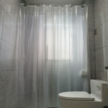Κουρτίνα μπάνιου PEVA μονόχρωμη περιβαλλοντική ανθεκτική στο ωίδιο Διαφανής κουρτίνα μπάνιου Πλαστική διαχωριστική κουρτίνες με γάντζους