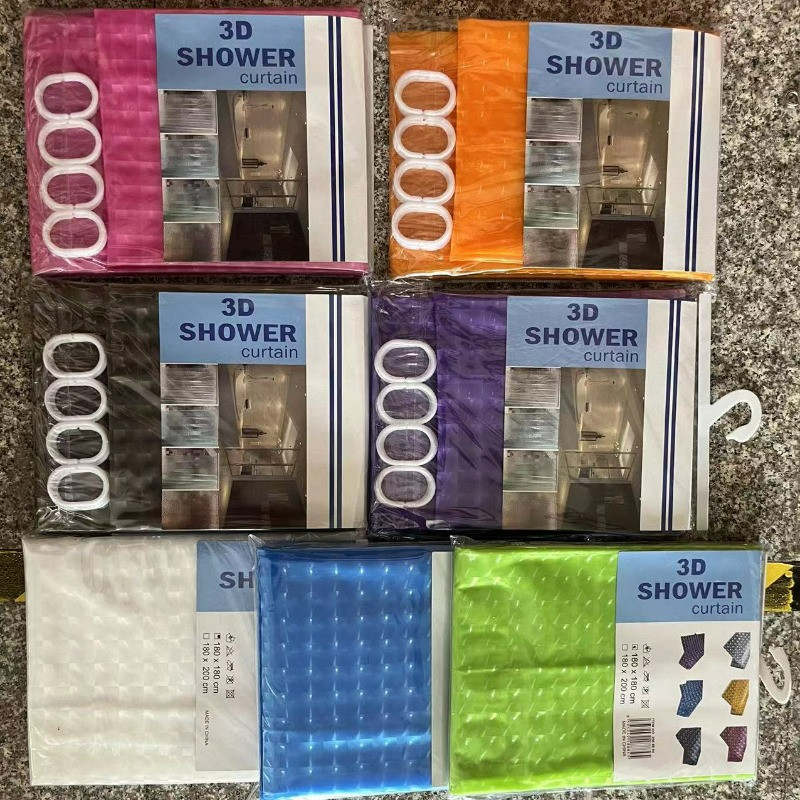 PEVA dušikardin ühevärviline keskkonnasõbralik hallitusekindel läbipaistev vannitoakardin Plastikust konksudega vaheseinakardinad