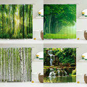 Perdeau de duș modern, pădure, plantă verde, copac, peisaj, perdea de duș, baie, impermeabilă, decor baie cortina de la ducha