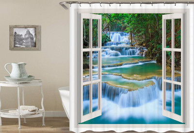 Perdeau de duș modern, pădure, plantă verde, copac, peisaj, perdea de duș, baie, impermeabilă, decor baie cortina de la ducha