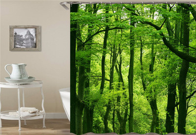 Perdeau de duș modern, pădure, plantă verde, copac, peisaj, perdea de duș, baie, impermeabilă, decor baie cortina de la ducha