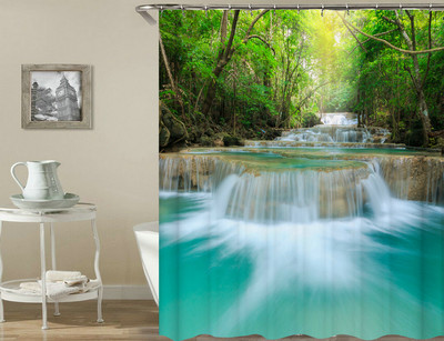 Perdeau de duș modern, pădure, plantă verde, copac, peisaj, perdea de duș, baie, impermeabilă, decor baie cortina de la ducha