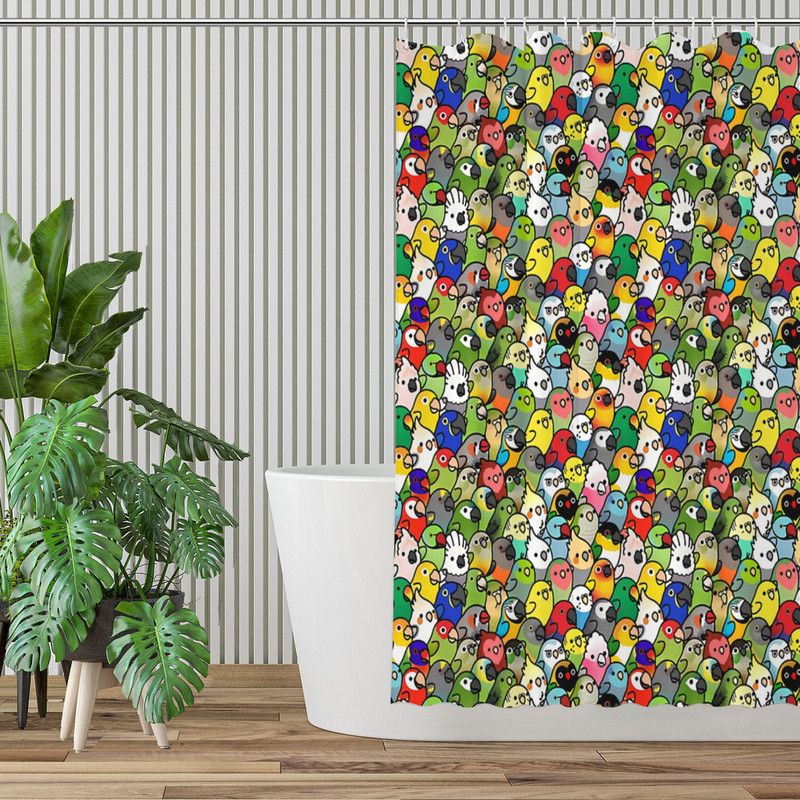 Paukščiai Papūgos Vonios Dušo Užuolaidos Mieli paukščiai Gyvūnai Neperšlampami pertvarų užuolaidos Namų dekoro priedai