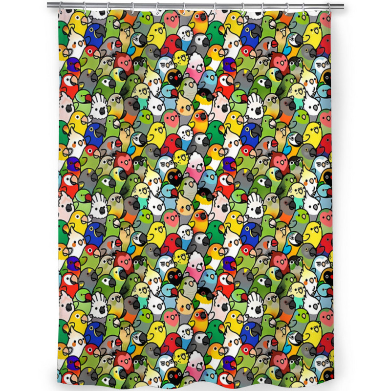 Paukščiai Papūgos Vonios Dušo Užuolaidos Mieli paukščiai Gyvūnai Neperšlampami pertvarų užuolaidos Namų dekoro priedai