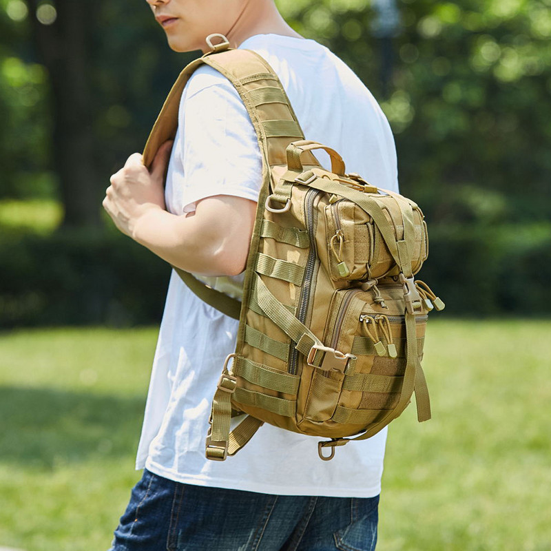 Állítható vállpántos hátizsák 800D Oxford Cloth taktikai hevedertáska csomag kültéri kemping túrázáshoz