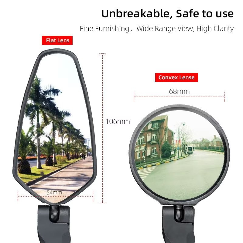 Καθρέφτης ποδηλάτου 1PC καθολική αριστερή δεξιά βάση ακρυλικό κυρτό ή επίπεδος φακός πίσω όψης Ρυθμιζόμενος ανακλαστήρας όψεως