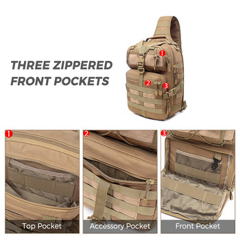 Тактическа чанта с прашка Военна раница за рамо с прашка Molle Assault Range Bag за къмпинг на открито, лов, туризъм, пътуване