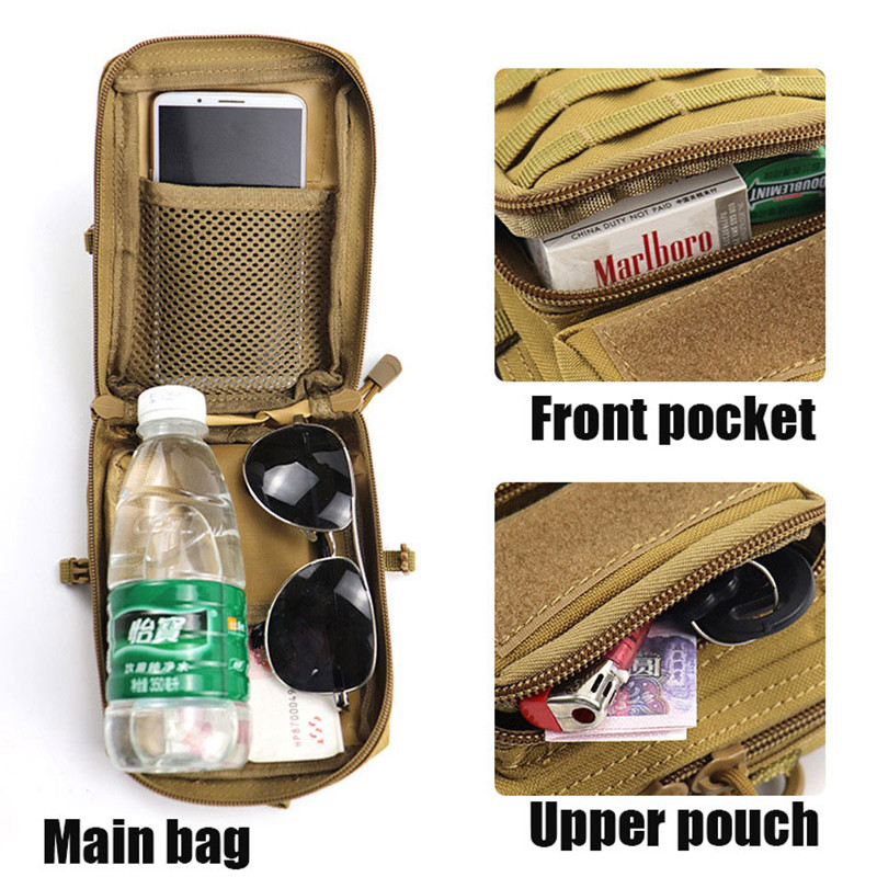 Lauko Tactical Molle Pouch Dėklas Vyriškas karinis juosmens EDC krepšys Piniginė Telefono dėklas Medicininis krepšys Daugiafunkcis kempingo medžioklės krepšys