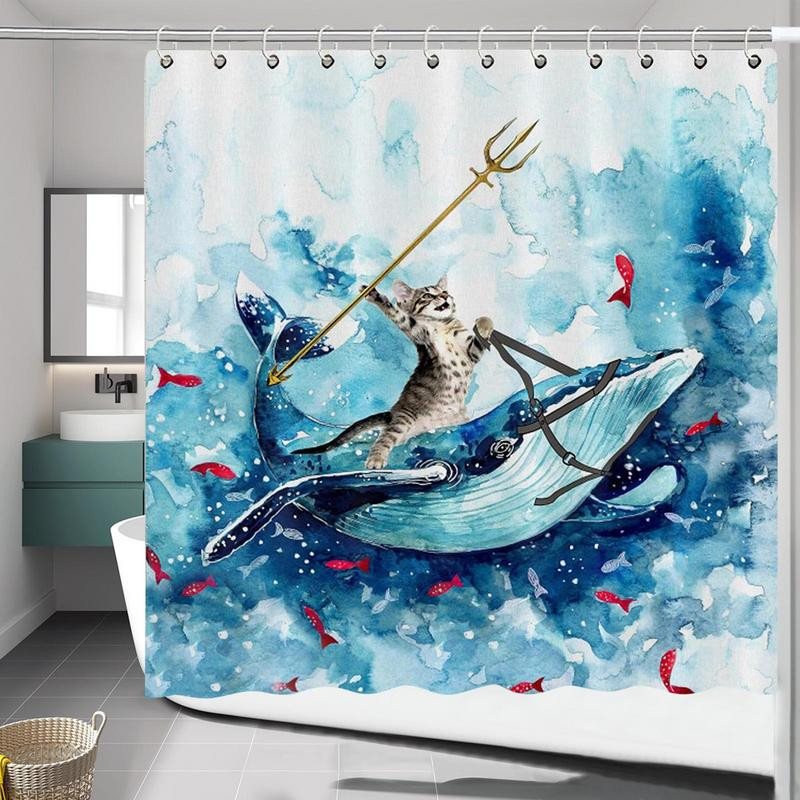 Naljakas kassi dušivari Kassiratsutamishaiga dušikardin Kiiresti kuivav pestav veekindel ja hingav dušivari Privaci jaoks