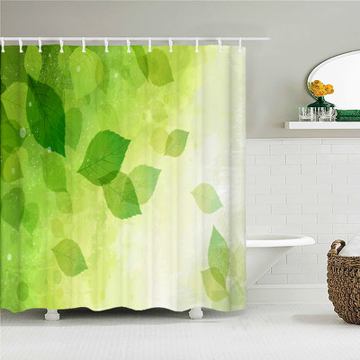 Troopiliste taimede palmilehtedest dušikardin Iidne trükitud vannituba Vannitoa kardin Polüester veekindel Vannitoa kodukaunistamise konksud