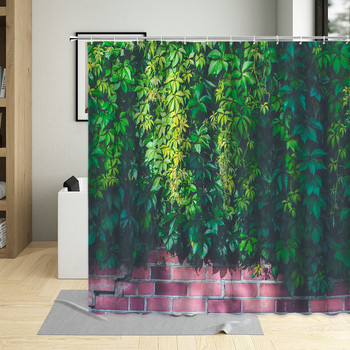 Green Garden Botanical Print завеса за душ Декорация на баня Водоустойчива полиестерна декоративна завеса за душ cortina de la ducha