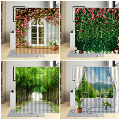 Green Garden Botanical Print завеса за душ Декорация на баня Водоустойчива полиестерна декоративна завеса за душ cortina de la ducha