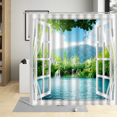 Zavjesa za tuširanje Green Garden s botaničkim printom Dekoracija kupaonice Vodootporna poliesterska ukrasna zavjesa za tuširanje cortina de la ducha