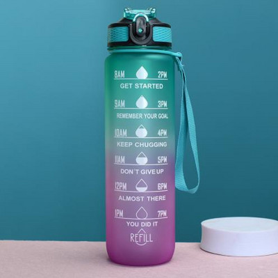 1-liitrine veepudel Time Scale Fitness Outdoor Sports Veepudelid õlgedega härmas lekkekindlate motiveerivate sporditassidega