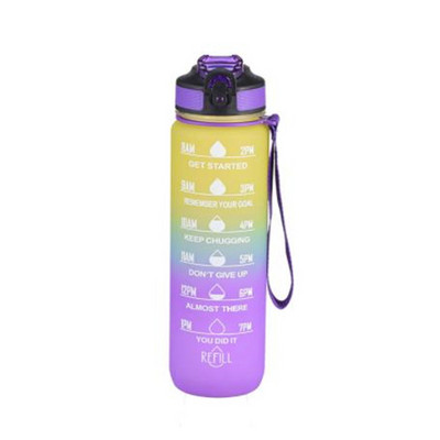 1-liitrine veepudel Time Scale Fitness Outdoor Sports Veepudelid õlgedega härmas lekkekindlate motiveerivate sporditassidega