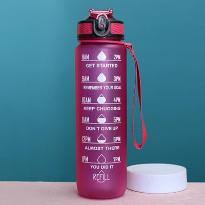 1-liitrine veepudel Time Scale Fitness Outdoor Sports Veepudelid õlgedega härmas lekkekindlate motiveerivate sporditassidega