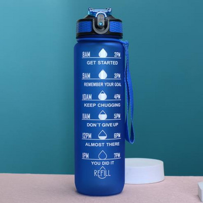 1-liitrine veepudel Time Scale Fitness Outdoor Sports Veepudelid õlgedega härmas lekkekindlate motiveerivate sporditassidega