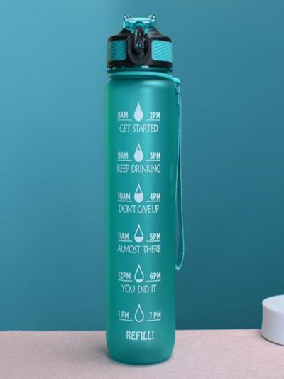 1-liitrine veepudel Time Scale Fitness Outdoor Sports Veepudelid õlgedega härmas lekkekindlate motiveerivate sporditassidega