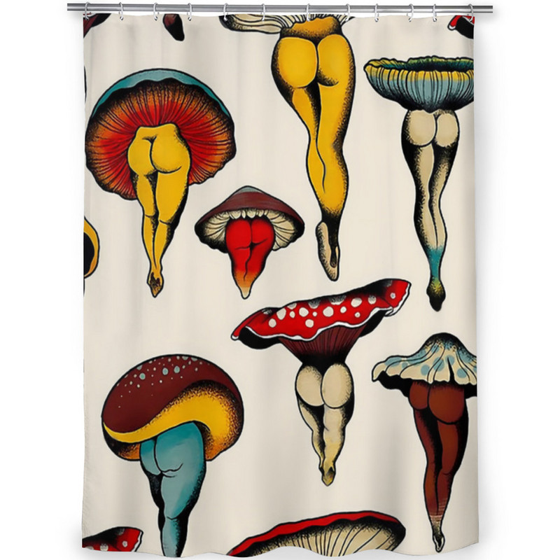 Sexy Mushrooms Tattoo Fash Κουρτίνες μπάνιου Αδιάβροχο χώρισμα Δημιουργική διακόσμηση σπιτιού Αξεσουάρ μπάνιου