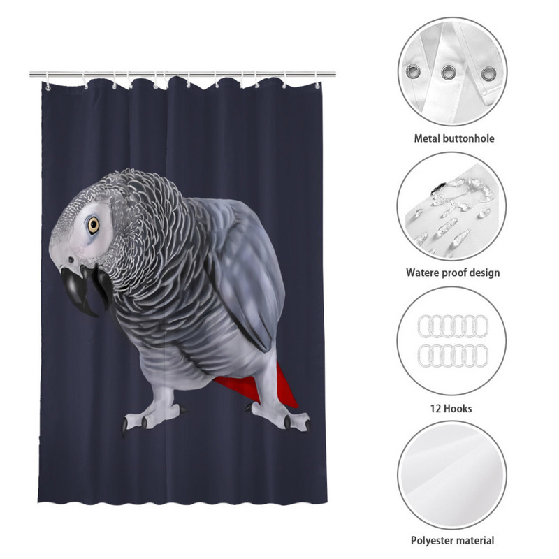 African Grey Parrot Κουρτίνες μπάνιου Αδιάβροχο χώρισμα Creative Home Decor Αξεσουάρ μπάνιου