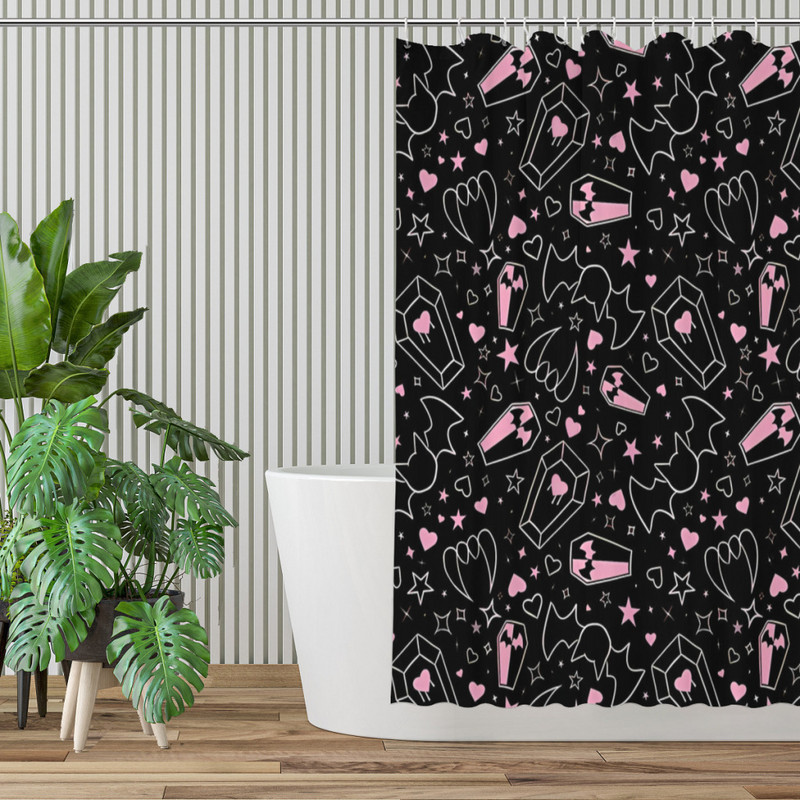 Pastel Goth Vampire Kupaonske zavjese za tuširanje Monster High Draculaura lutka Vodootporna pregradna zavjesa Dodaci za uređenje doma