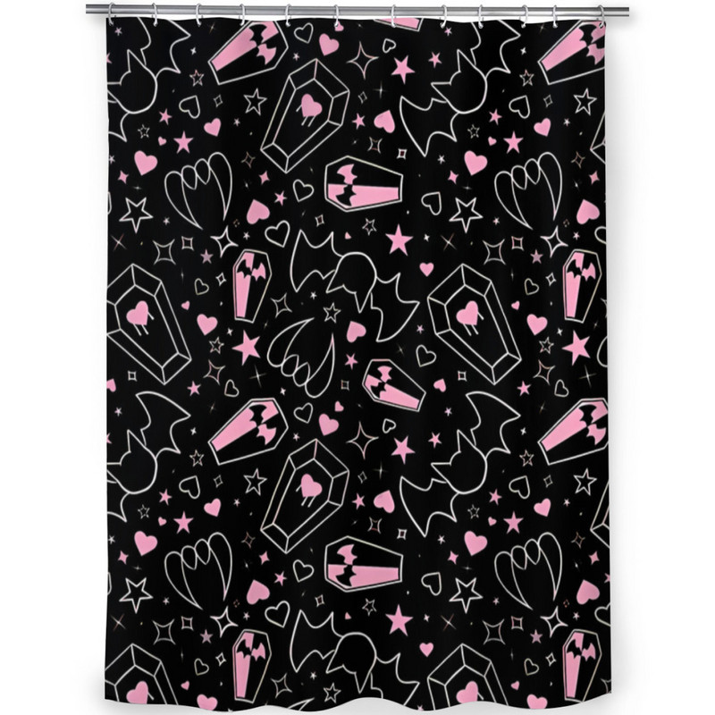 Pastel Goth Vampire Kupaonske zavjese za tuširanje Monster High Draculaura lutka Vodootporna pregradna zavjesa Dodaci za uređenje doma