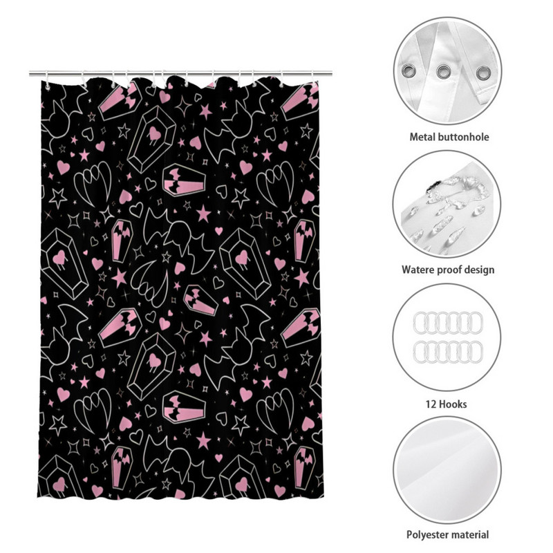 Pastel Goth Vampire Kupaonske zavjese za tuširanje Monster High Draculaura lutka Vodootporna pregradna zavjesa Dodaci za uređenje doma