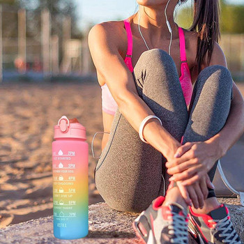Преносима бутилка за вода Мотивационна спортна бутилка за вода с маркер за време Непропусклива чаша за спорт на открито Фитнес Без BPA