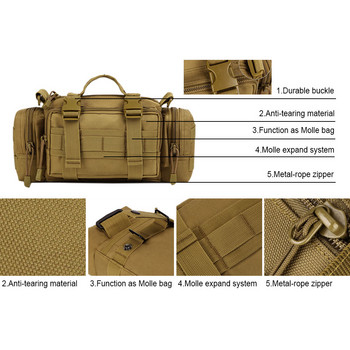 Външен пакет MOLLE Bags 3 функции Ултра-лека чанта Soldier Fishing Туристическа чанта за катерене Heavy Duty Carrier Къмпинг чанта за кръста