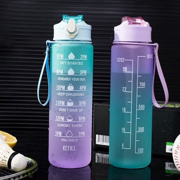 Бутилка за вода от 1 литър Мотивационна спортна бутилка за вода Непропускливи бутилки За пиене На открито Пътуване във фитнес зала Фитнес кани за кухненски чаши